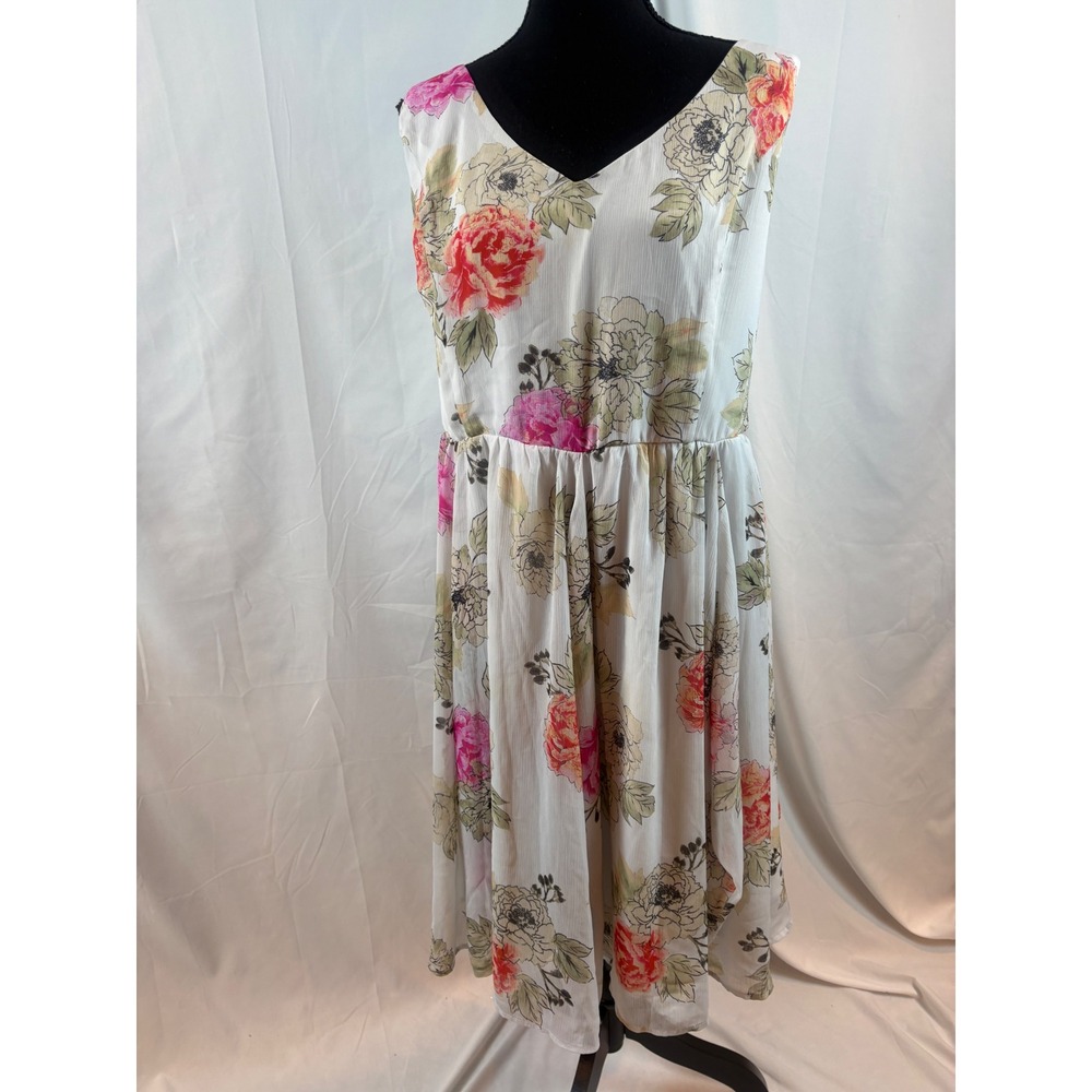 Chic Boho Floral Print Maxi Dress V Neck‎ Sleeveless Smocked Waist Tie Back - Picture 2 of 10